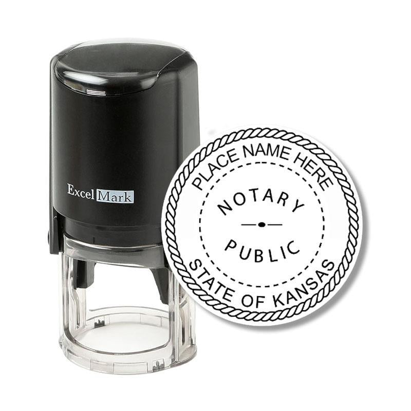 Round Self-Inking Kansas Notary Stamp