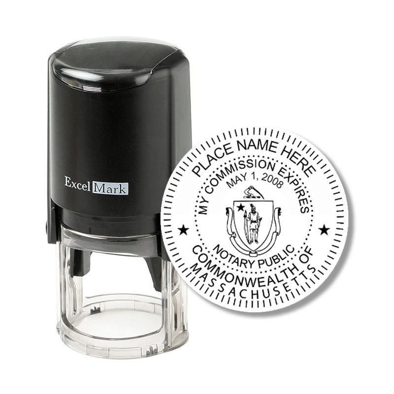 Round Self-Inking Massachusetts Notary Stamp