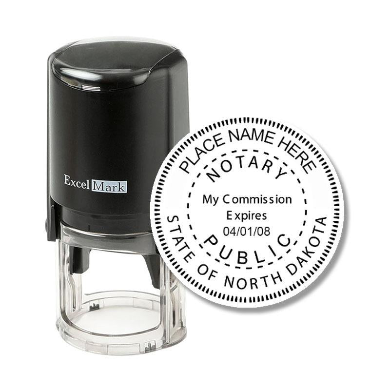 Round Self-Inking North Dakota Notary Stamp